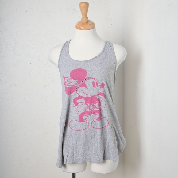 Disney | Grey & pink rhinestone mickey mouse woman's tank top - Picture 1 of 8